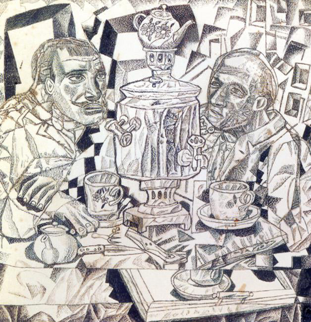 Pavel Filonov Yard Keepers Dvorniki - Hand Painted Oil Painting