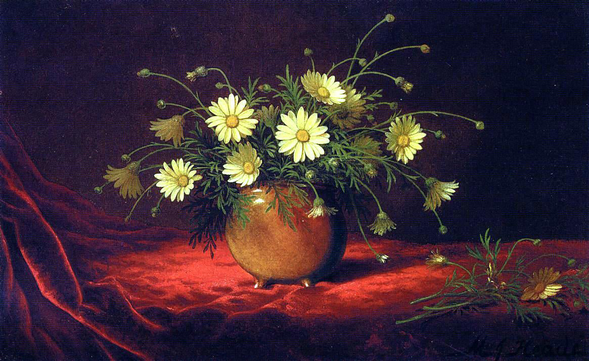 Martin Johnson Heade Yellow Daisies in a Bowl - Hand Painted Oil Painting