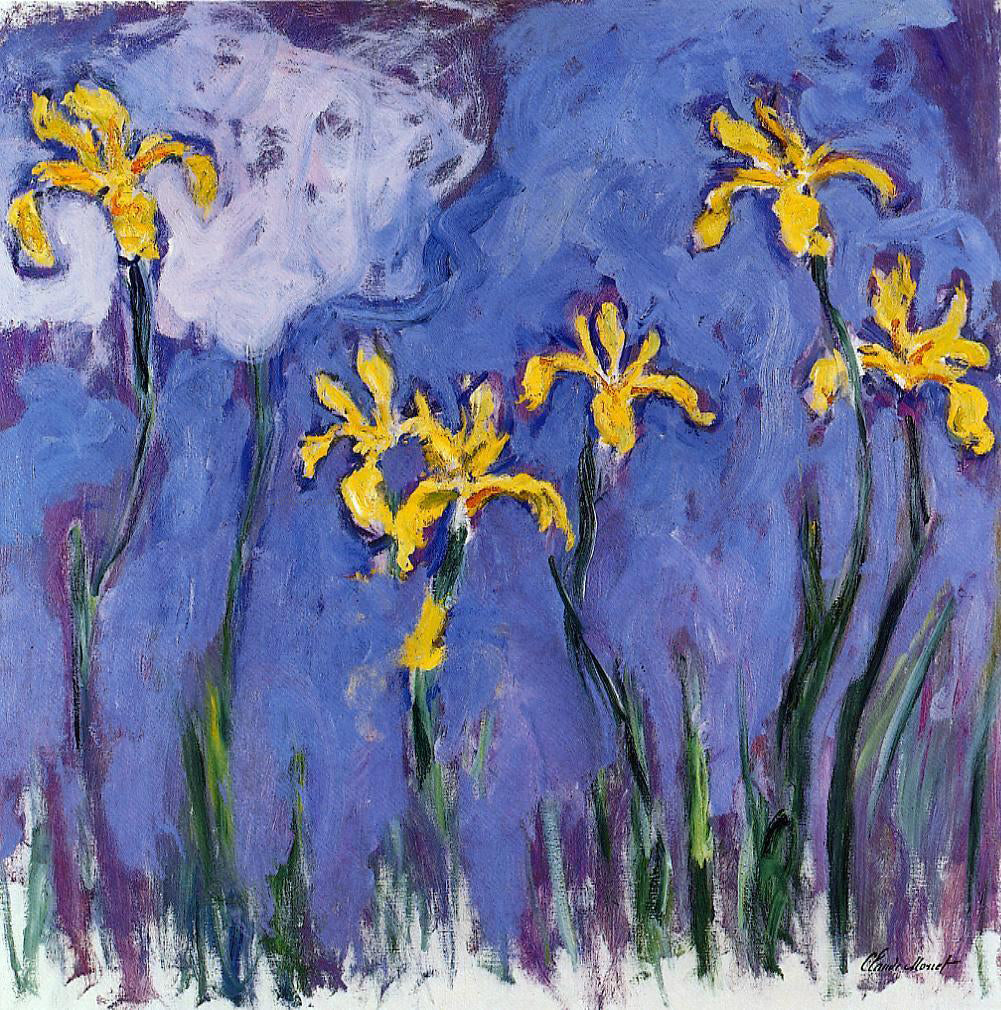 Claude Oscar Monet Yellow Irises with Pink Cloud - Hand Painted Oil Painting