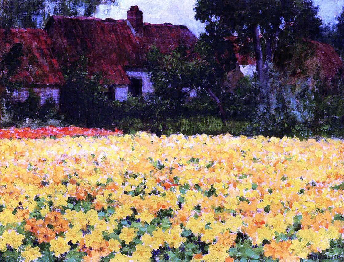 George Hitchcock Yellow Nasturtiums - Hand Painted Oil Painting