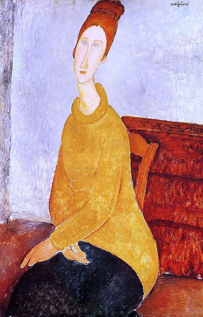  Amedeo Modigliani Yellow Sweater (also known as Portrait of Jeanne Hebuterne) - Hand Painted Oil Painting