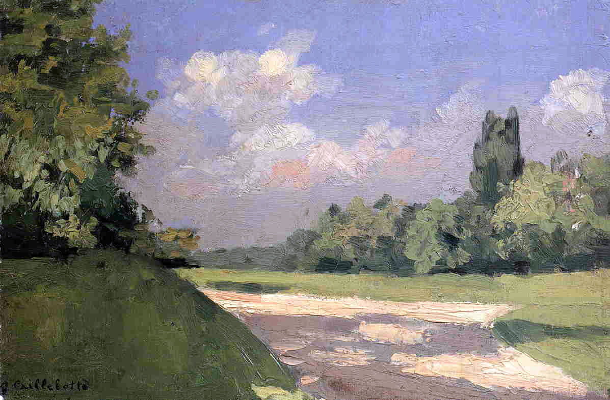 Gustave Caillebotte Yerres, the Lawn in the Park, Seen from a Path - Hand Painted Oil Painting