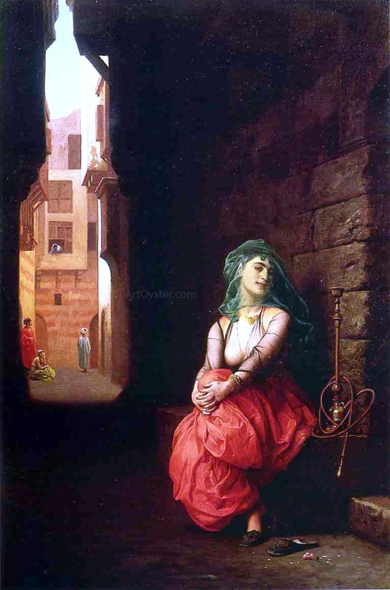 Jean-Leon Gerome Young Arab Woman with Waterpipe - Hand Painted Oil Painting