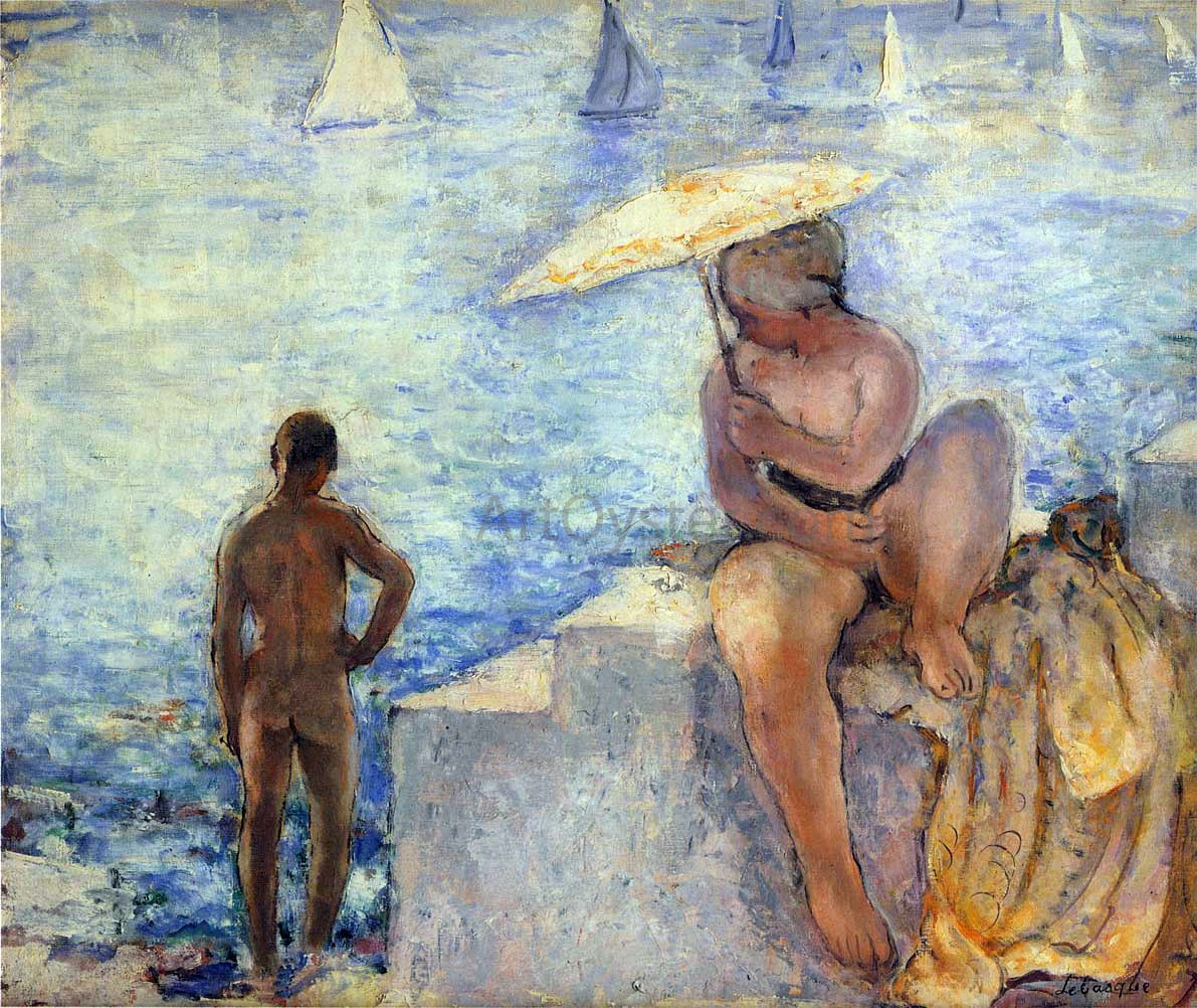 Henri Lebasque Young Bather with Parasol - Hand Painted Oil Painting