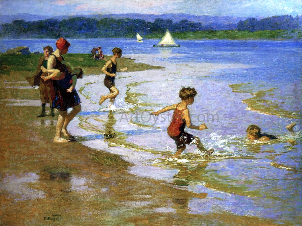 Edward Potthast Young Bathers - Hand Painted Oil Painting
