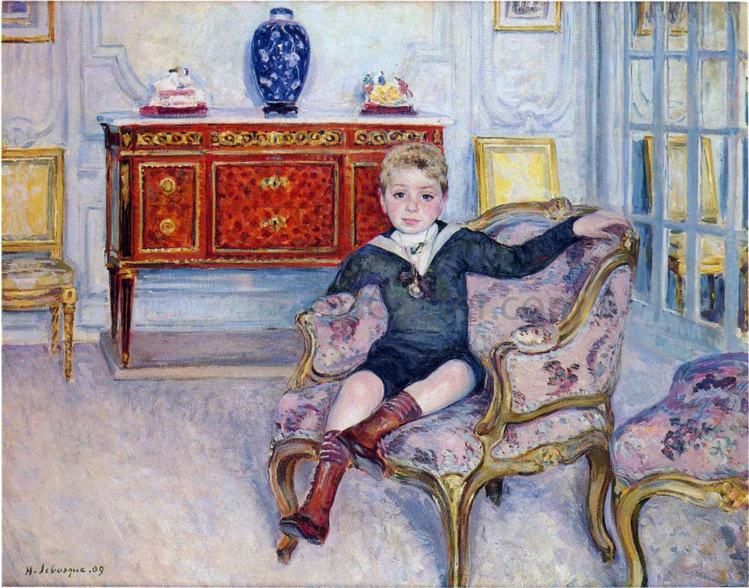 Henri Lebasque A Young boy in an interior - Hand Painted Oil Painting