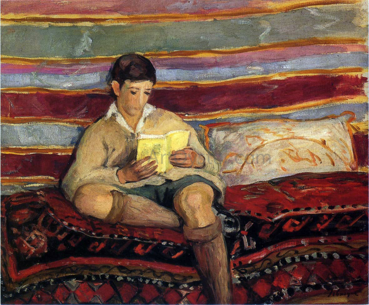 Henri Lebasque Young Boy Reading - Hand Painted Oil Painting