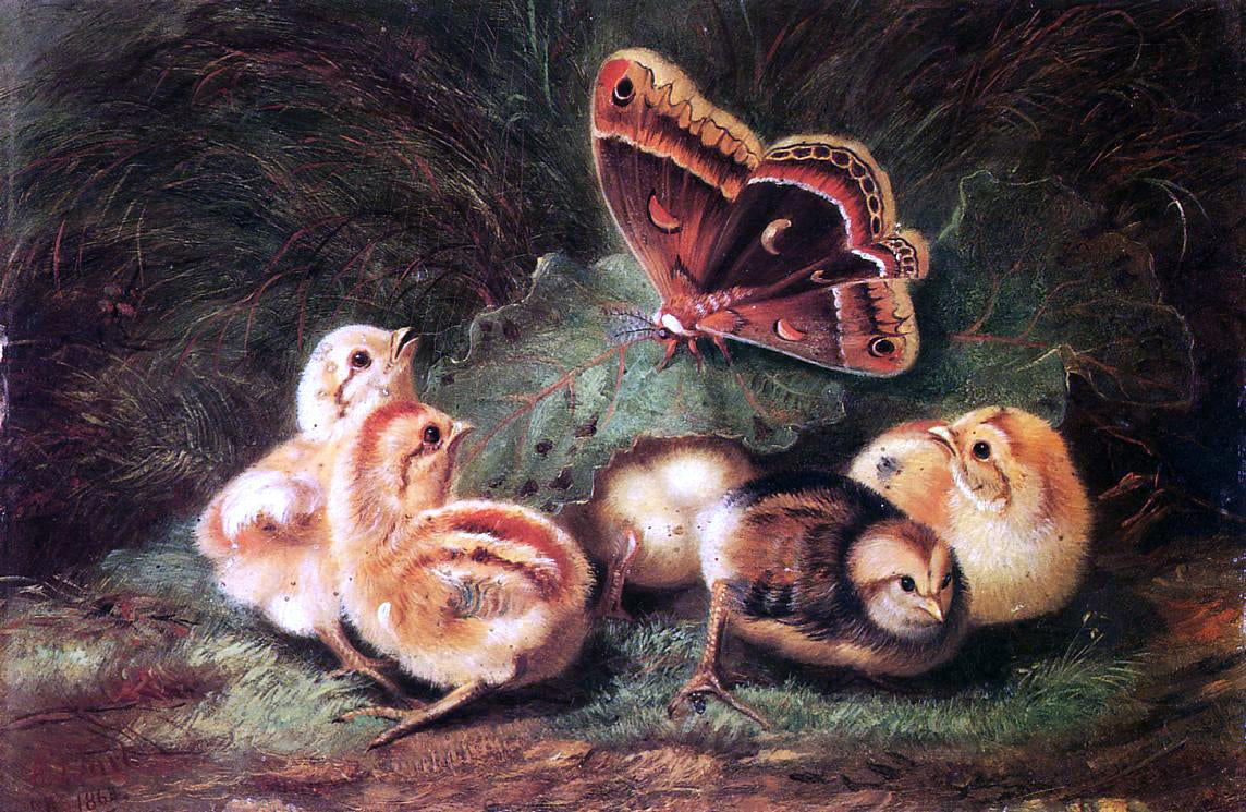 Arthur Fitzwilliam Tait Young Chickens - Hand Painted Oil Painting
