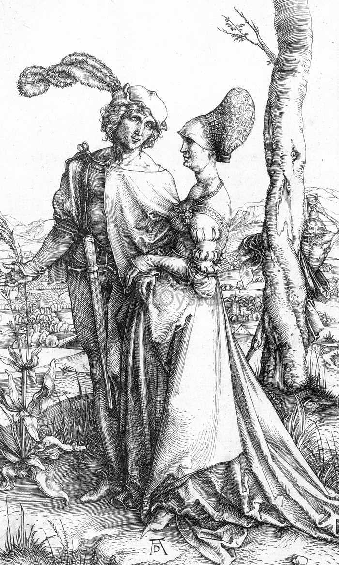Albrecht Durer Young Couple Threatened by Death; or, the Promenade - Hand Painted Oil Painting