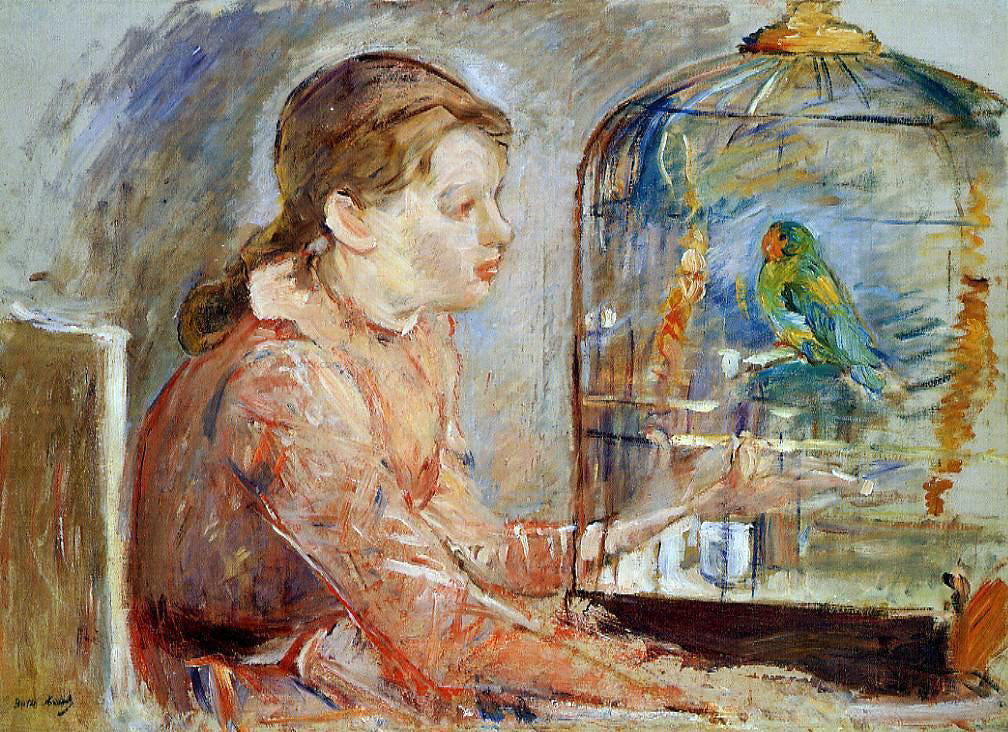 Berthe Morisot Young Girl and the Budgie - Hand Painted Oil Painting