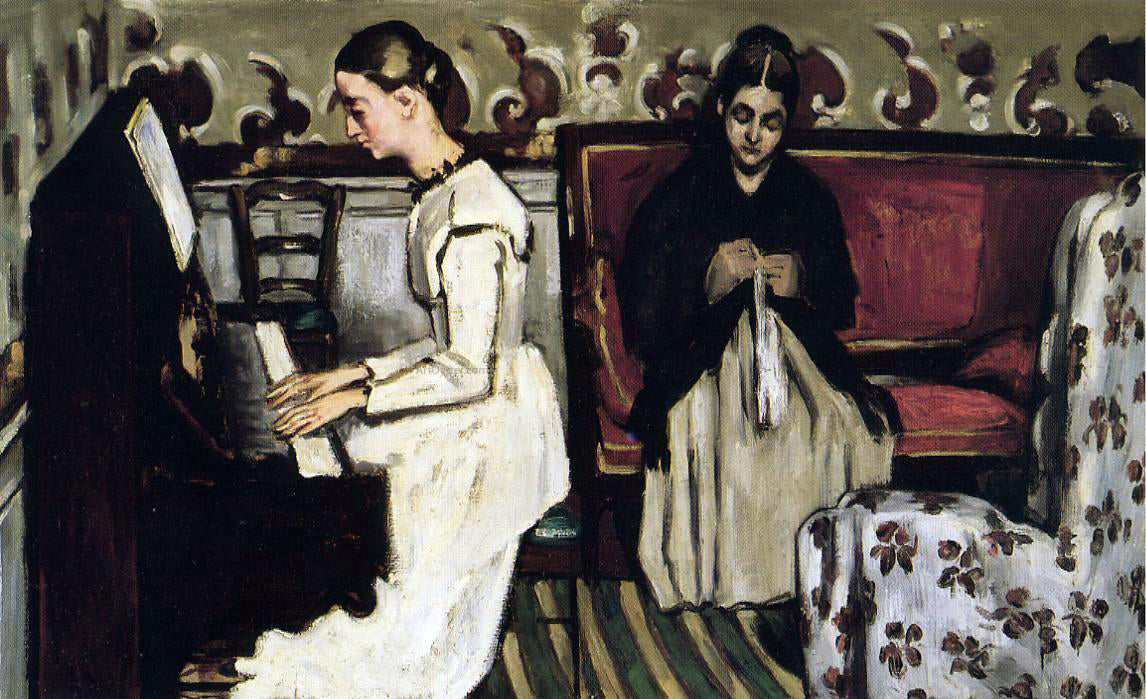 Paul Cezanne Young Girl at the Piano - Overture to Tannhauser - Hand Painted Oil Painting