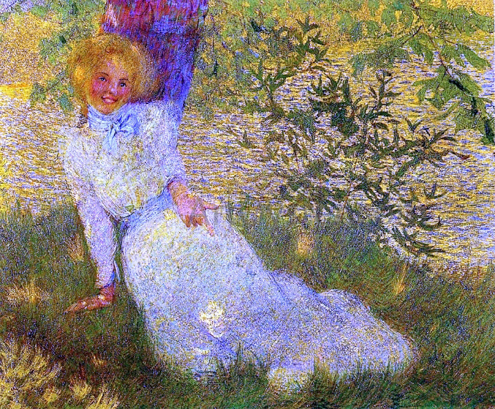 Phillip Leslie Hale Young Girl by a Stream - Hand Painted Oil Painting