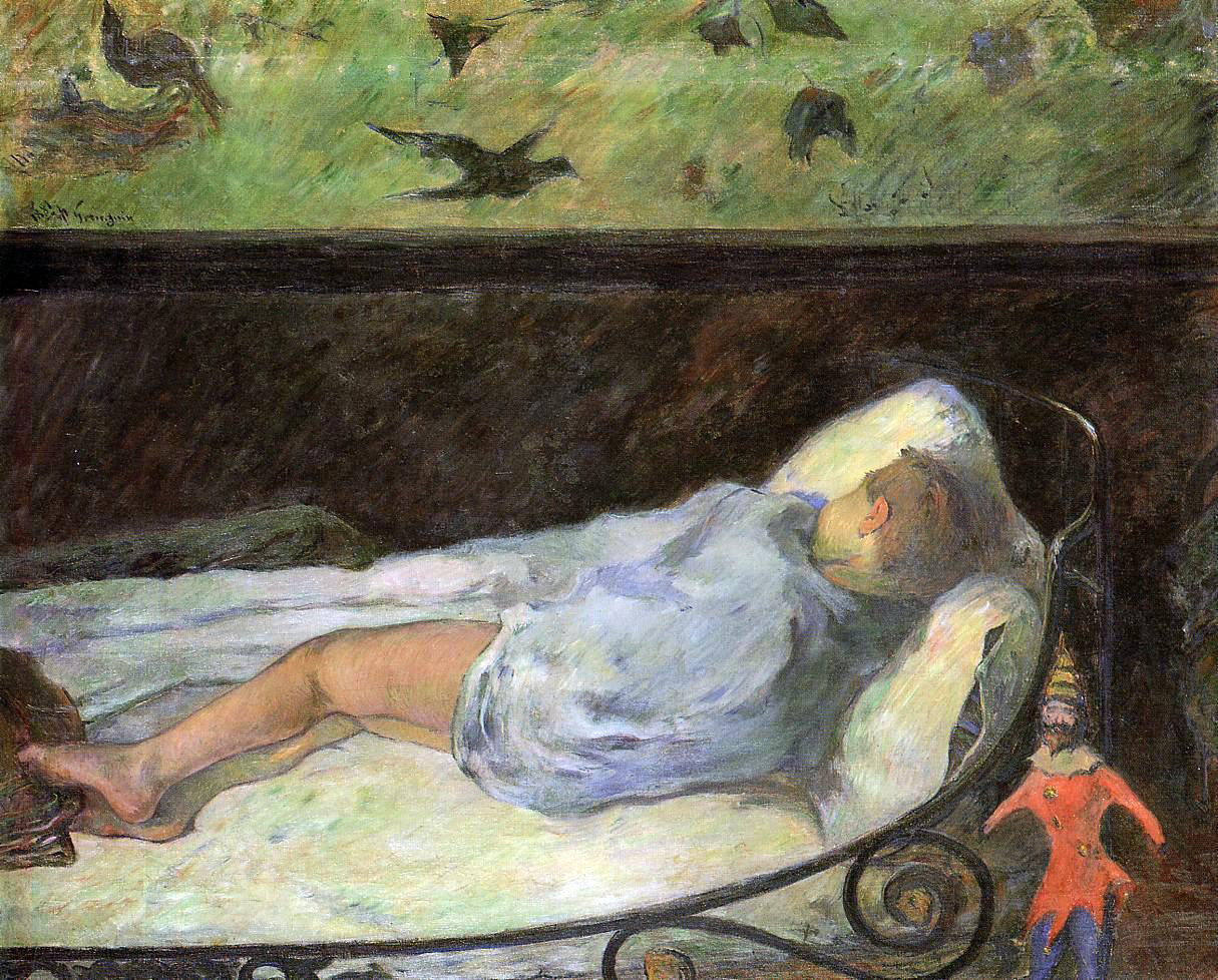 Paul Gauguin Young Girl Dreaming (also known as Study of a Child Asleep, the Painter's Daughter, Line, Rue Carcel) - Hand Painted Oil Painting