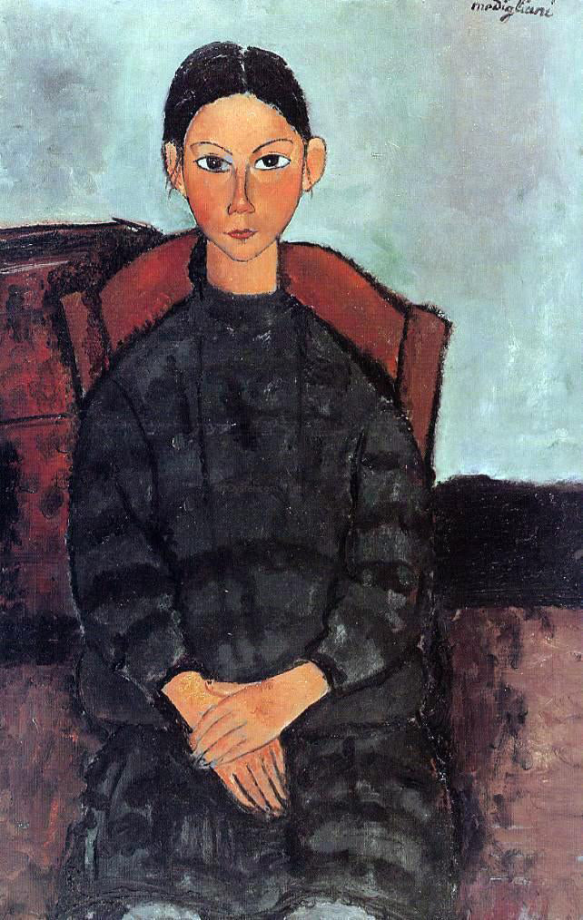 Amedeo Modigliani Young Girl in a Black Apron - Hand Painted Oil Painting
