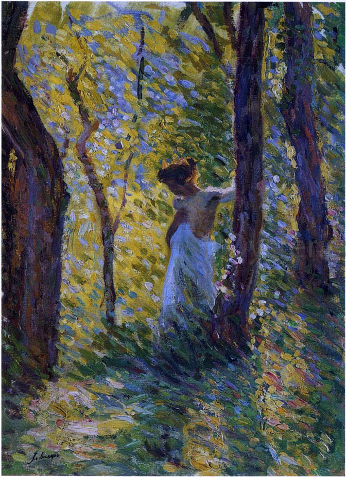 Henri Lebasque Young Girl in a Clearing - Hand Painted Oil Painting