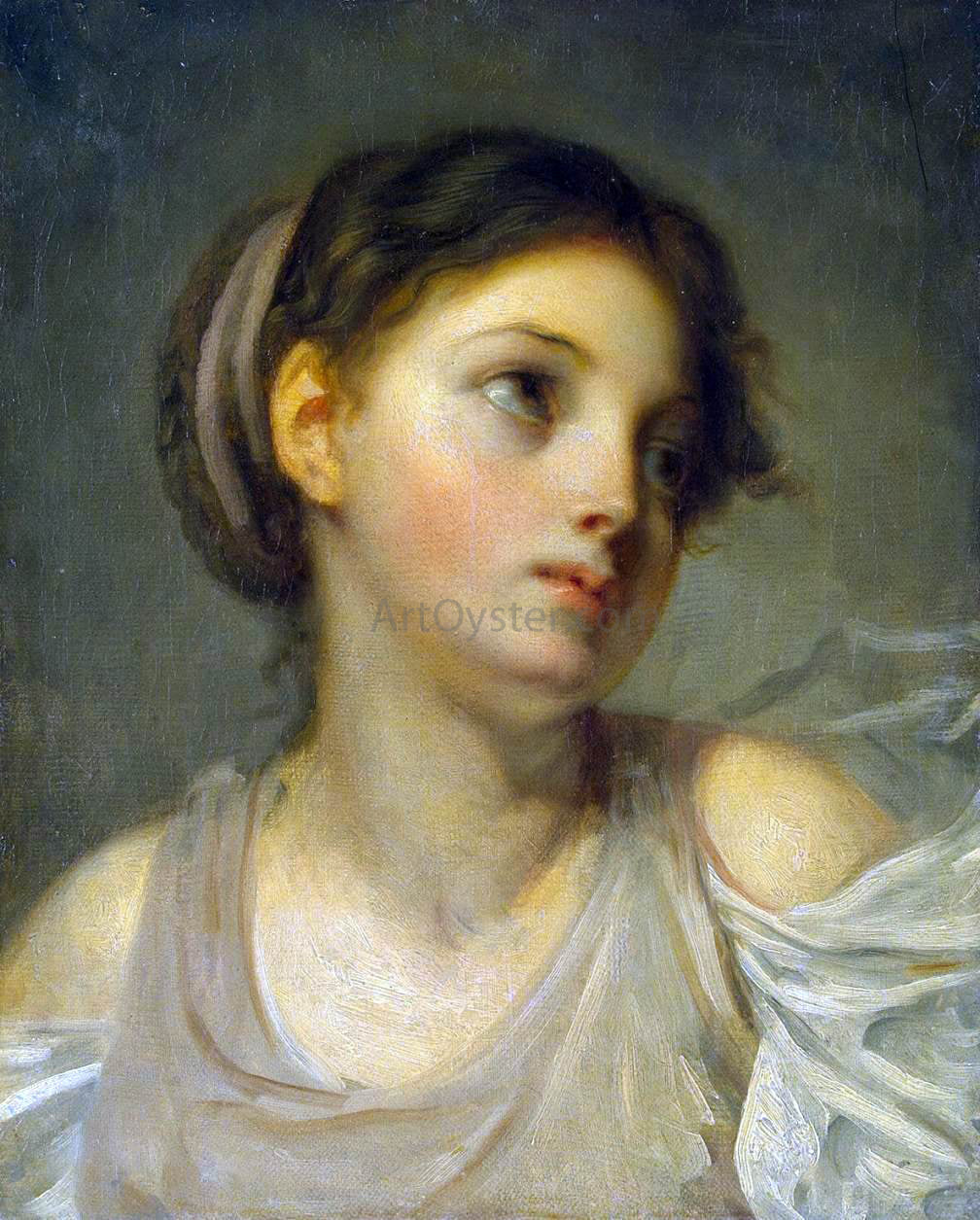  Jean Baptiste Greuze Young Girl in a Lilac Tunic - Hand Painted Oil Painting