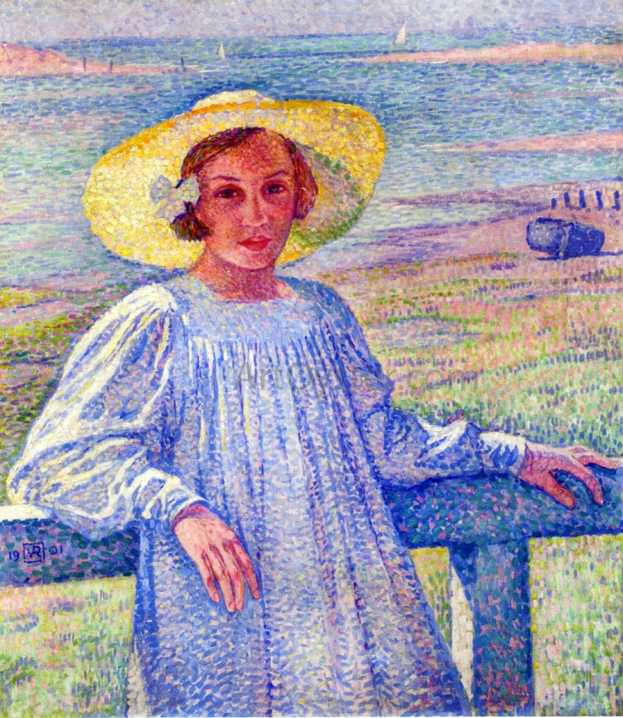 Theo Van Rysselberghe Young Girl in a Straw Hat - Hand Painted Oil Painting