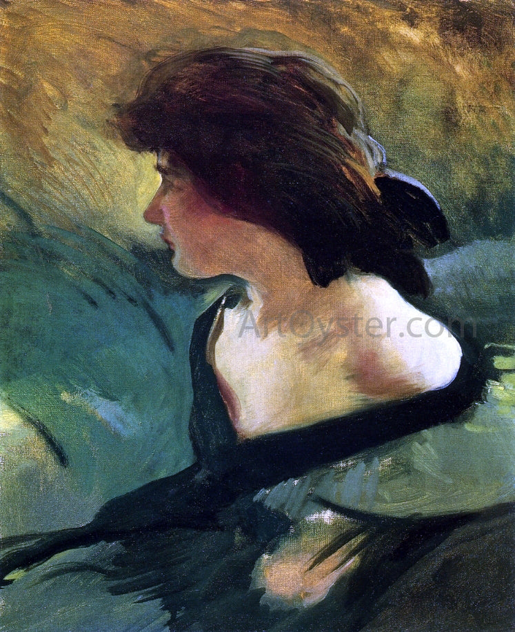 John White Alexander Young Girl in Green Dress - Hand Painted Oil Painting