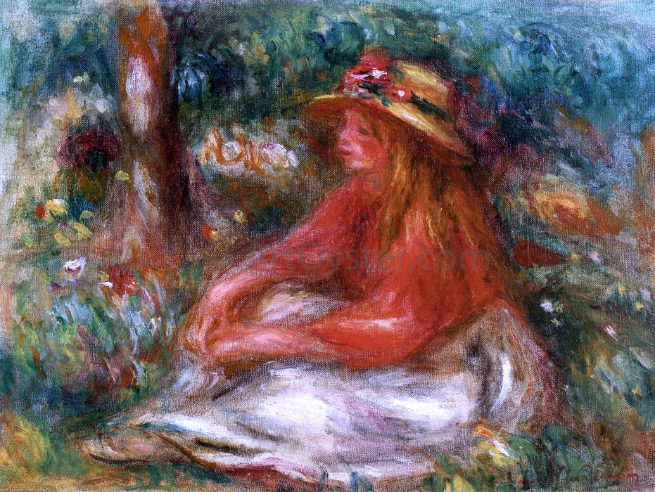 Pierre Auguste Renoir Young Girl Seated on the Grass - Hand Painted Oil Painting