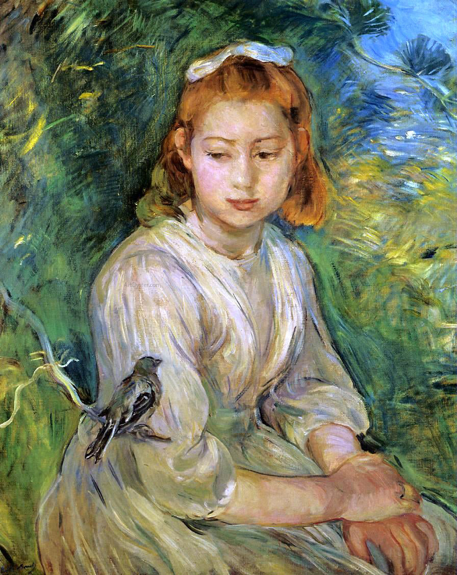 Berthe Morisot Young Girl with a Bird - Hand Painted Oil Painting