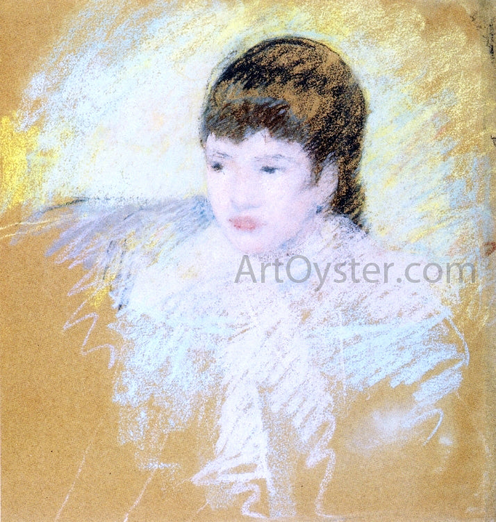 Mary Cassatt Young Girl with Brown Hair, Looking to Left - Hand Painted Oil Painting