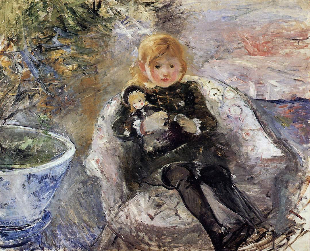 Berthe Morisot Young Girl with Doll - Hand Painted Oil Painting