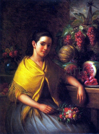 George Henry Hall Young Girl with Fruit and Flowers - Hand Painted Oil Painting