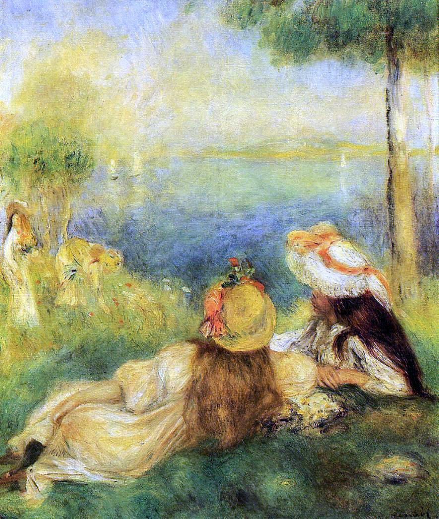 Pierre Auguste Renoir Young Girls by the Sea - Hand Painted Oil Painting