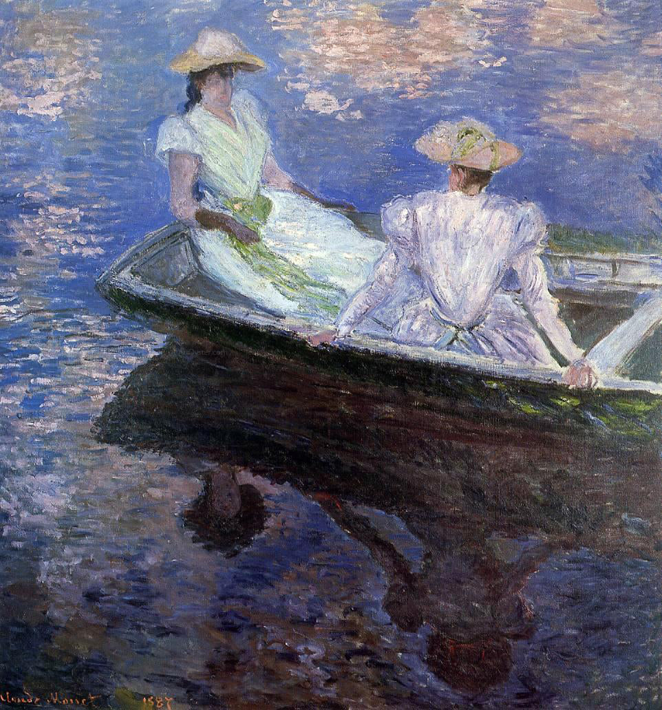 Claude Oscar Monet Young Girls in a Row Boat - Hand Painted Oil Painting