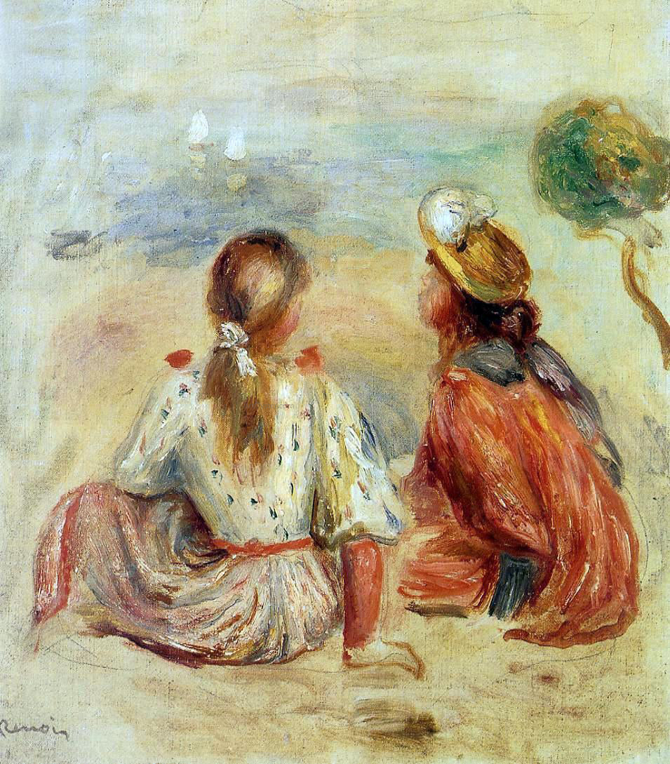 Pierre Auguste Renoir Young Girls on the Beach - Hand Painted Oil Painting