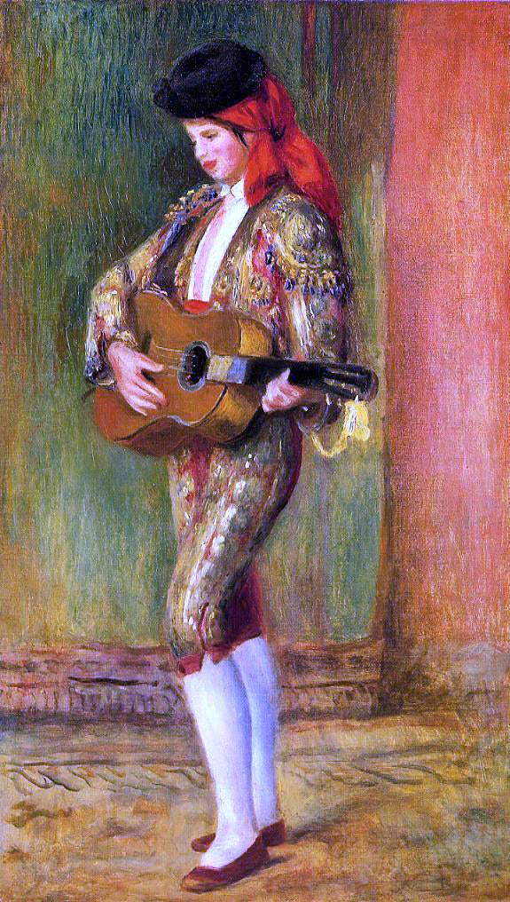 Pierre Auguste Renoir A Young Guitarist Standing - Hand Painted Oil Painting