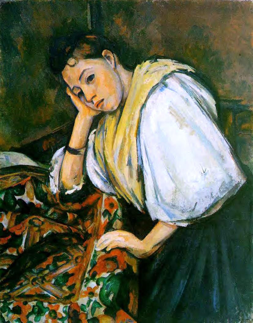 Paul Cezanne Young Italian Girl Resting on Her Elbow - Hand Painted Oil Painting