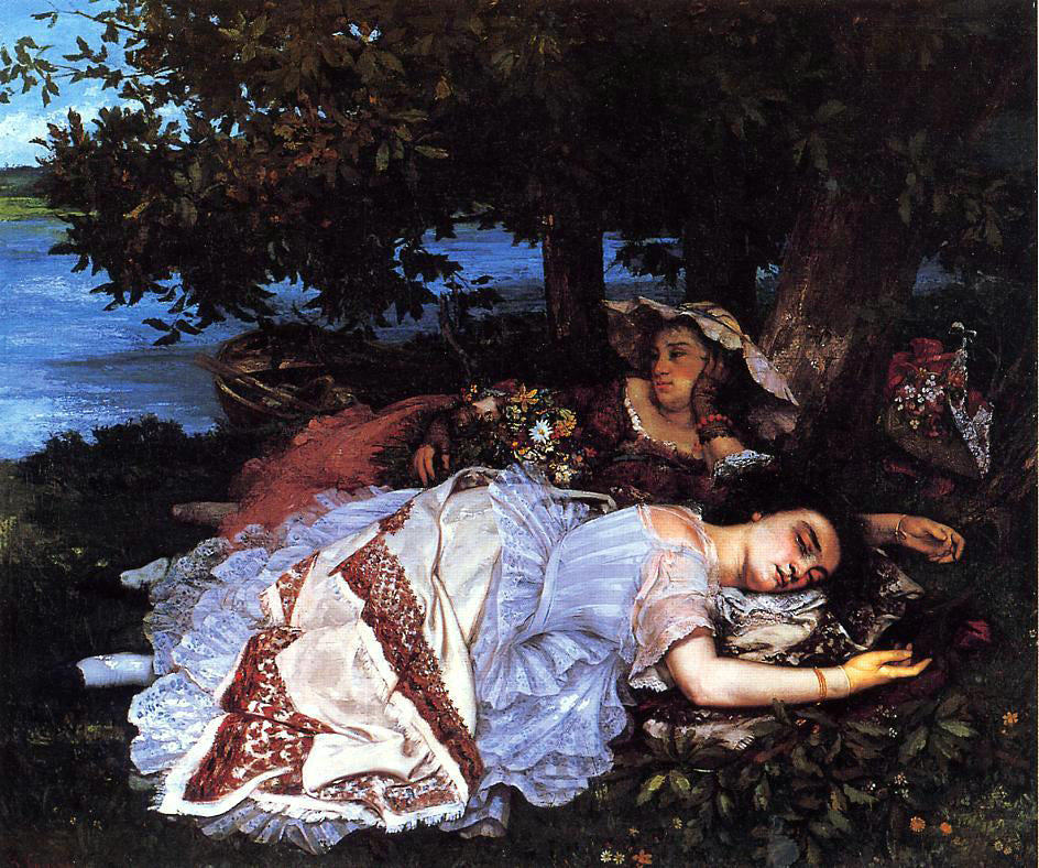 Gustave Courbet Young Ladies on the Banks of the Seine (also known as Summer) - Hand Painted Oil Painting