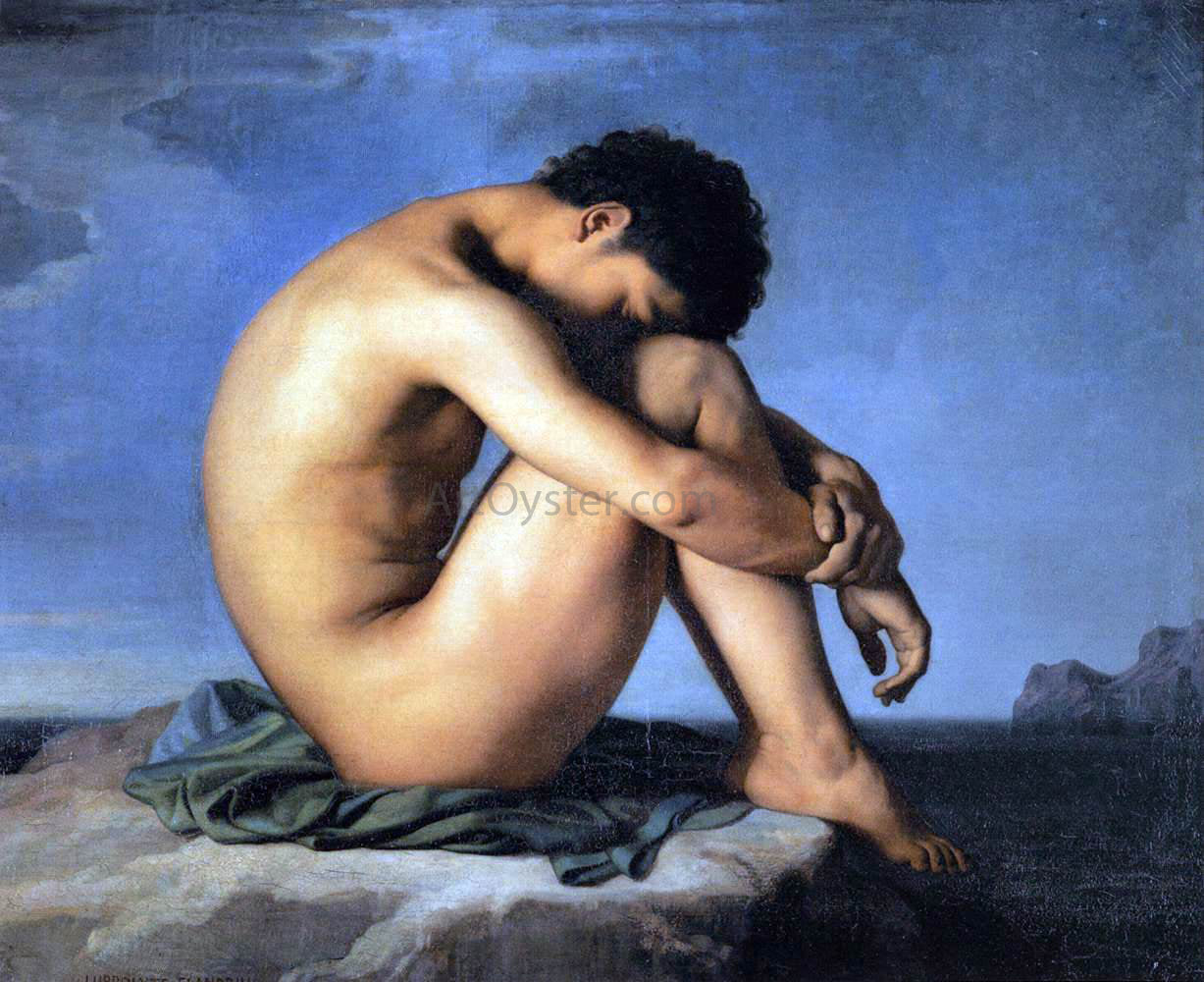 Hippolyte Flandrin Young Man by the Sea - Hand Painted Oil Painting