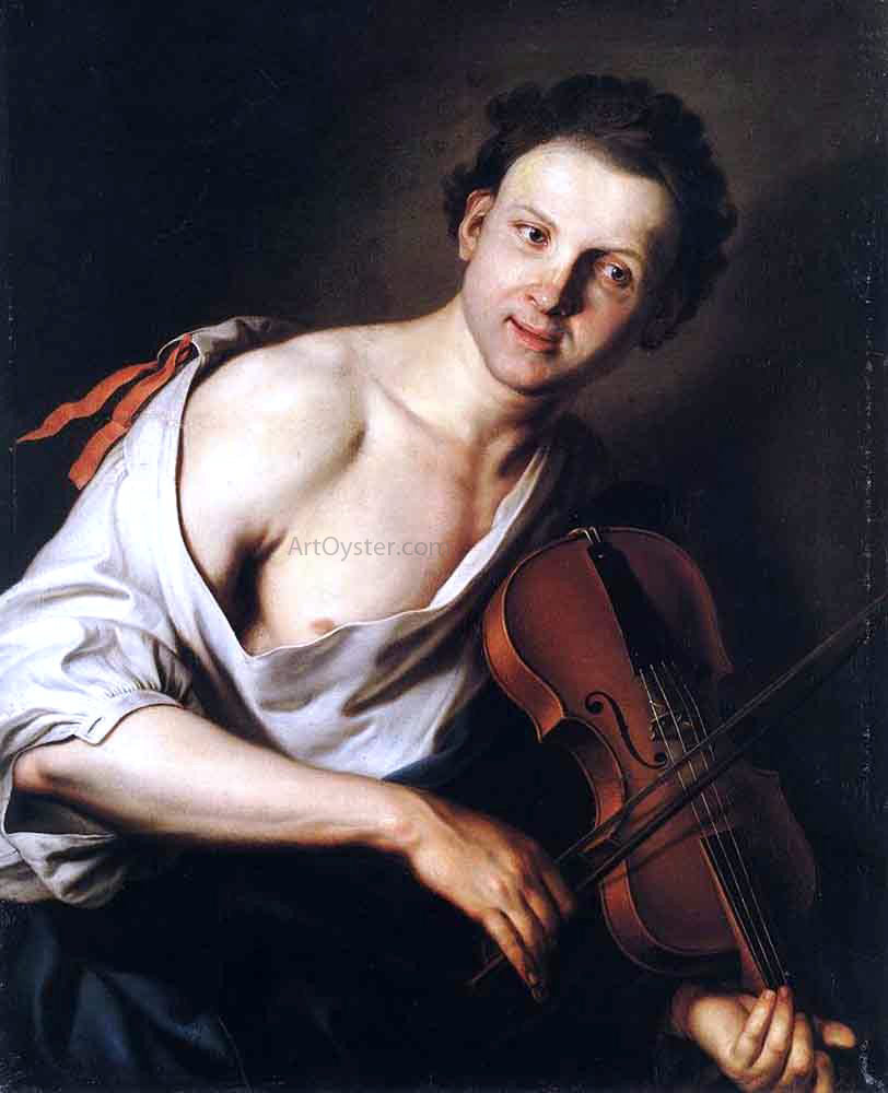 Jan Kupecky Young Man with a Violin - Hand Painted Oil Painting