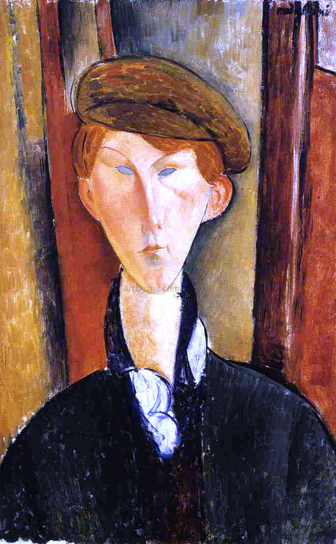 Amedeo Modigliani Young Man with Cap - Hand Painted Oil Painting