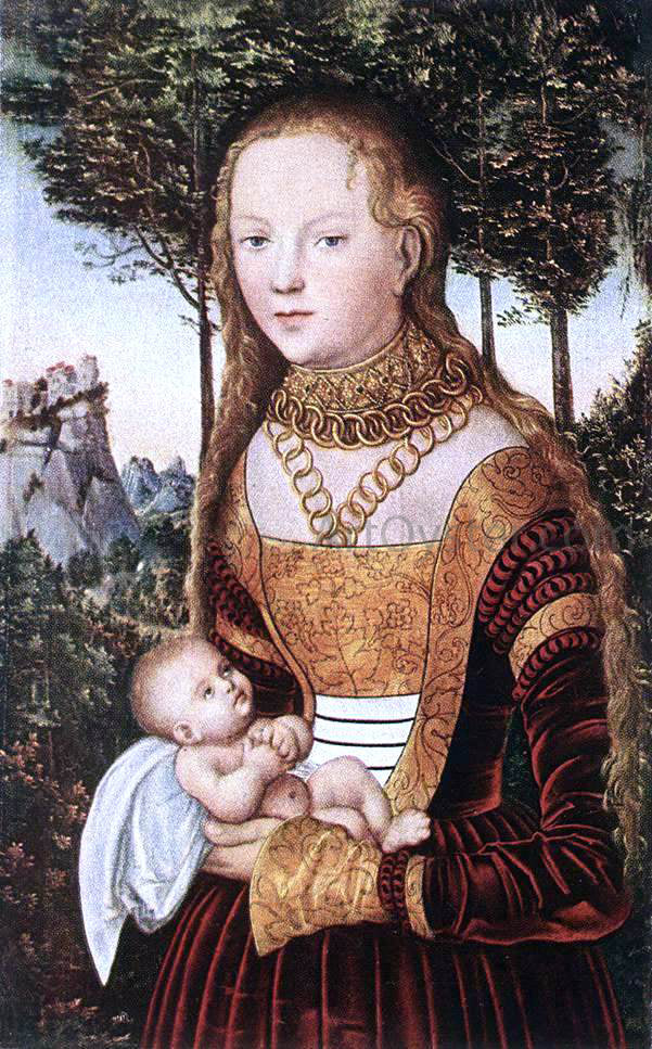 The Elder Lucas Cranach Young Mother with Child - Hand Painted Oil Painting