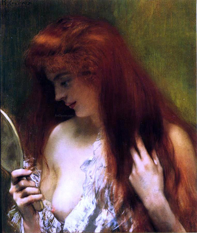 Henri Gervex Young Red Head Grooming Herself - Hand Painted Oil Painting
