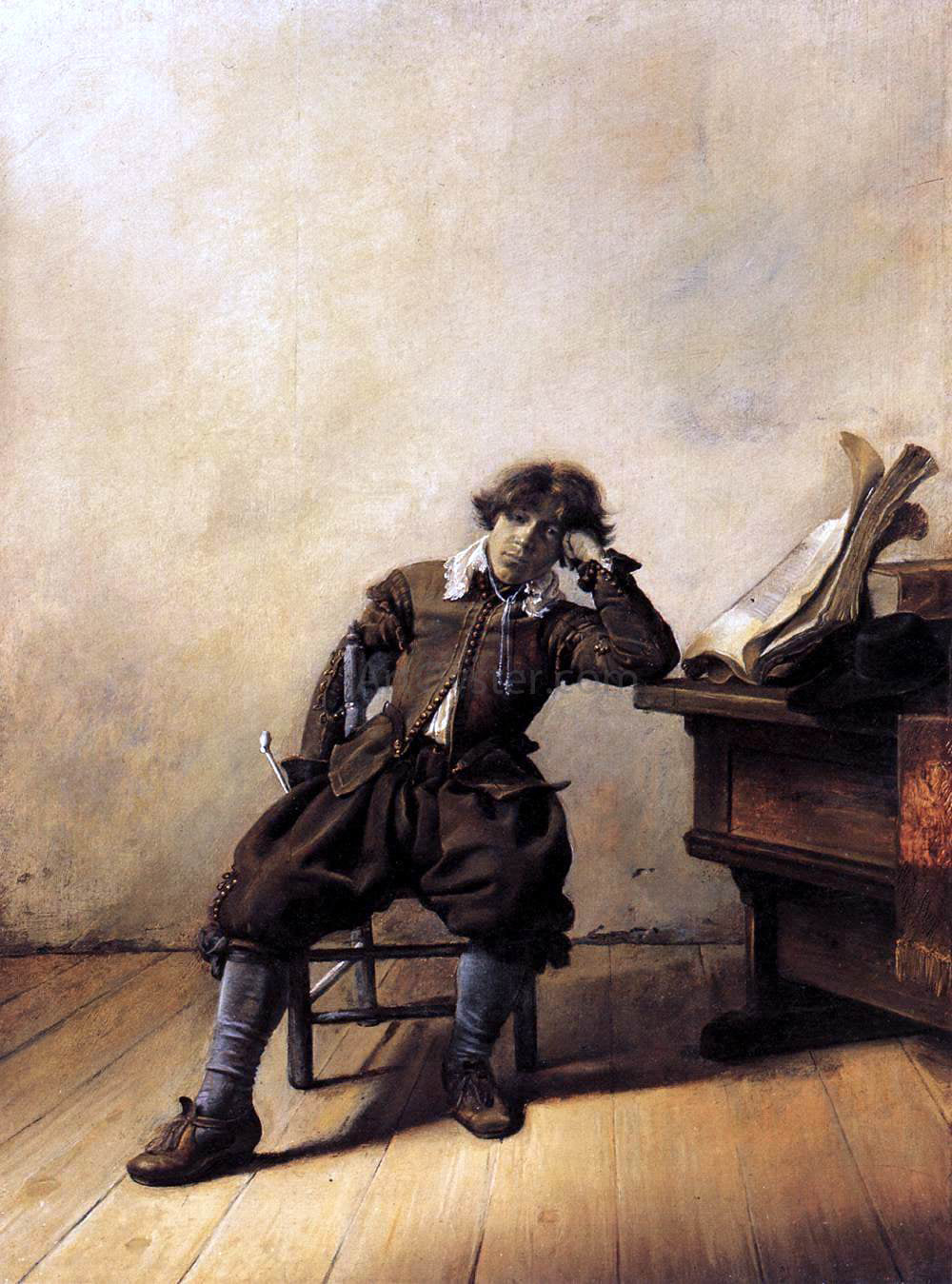 Pieter Codde Young Scholar in His Study: Melancholy - Hand Painted Oil Painting