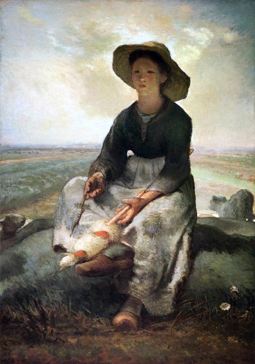  Jean-Francois Millet Young Shepherdess - Hand Painted Oil Painting