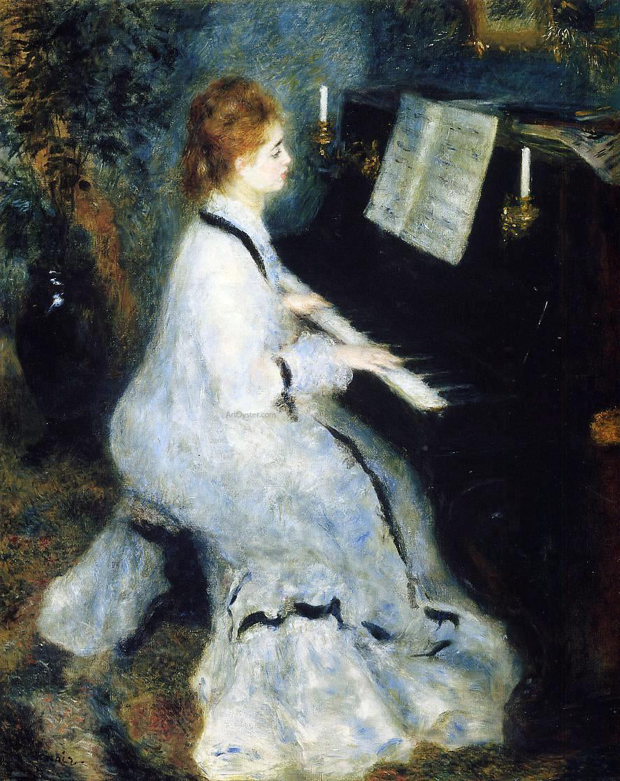 Pierre Auguste Renoir A Young Woman at the Piano - Hand Painted Oil Painting