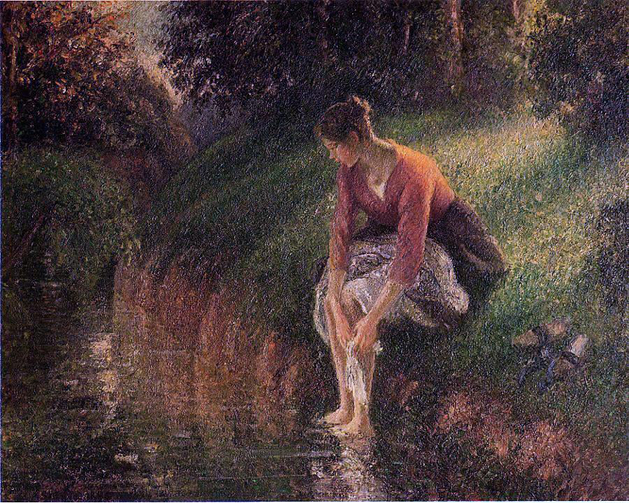 Camille Pissarro Young Woman Bathing Her Feet (also known as The Foot Bath) - Hand Painted Oil Painting