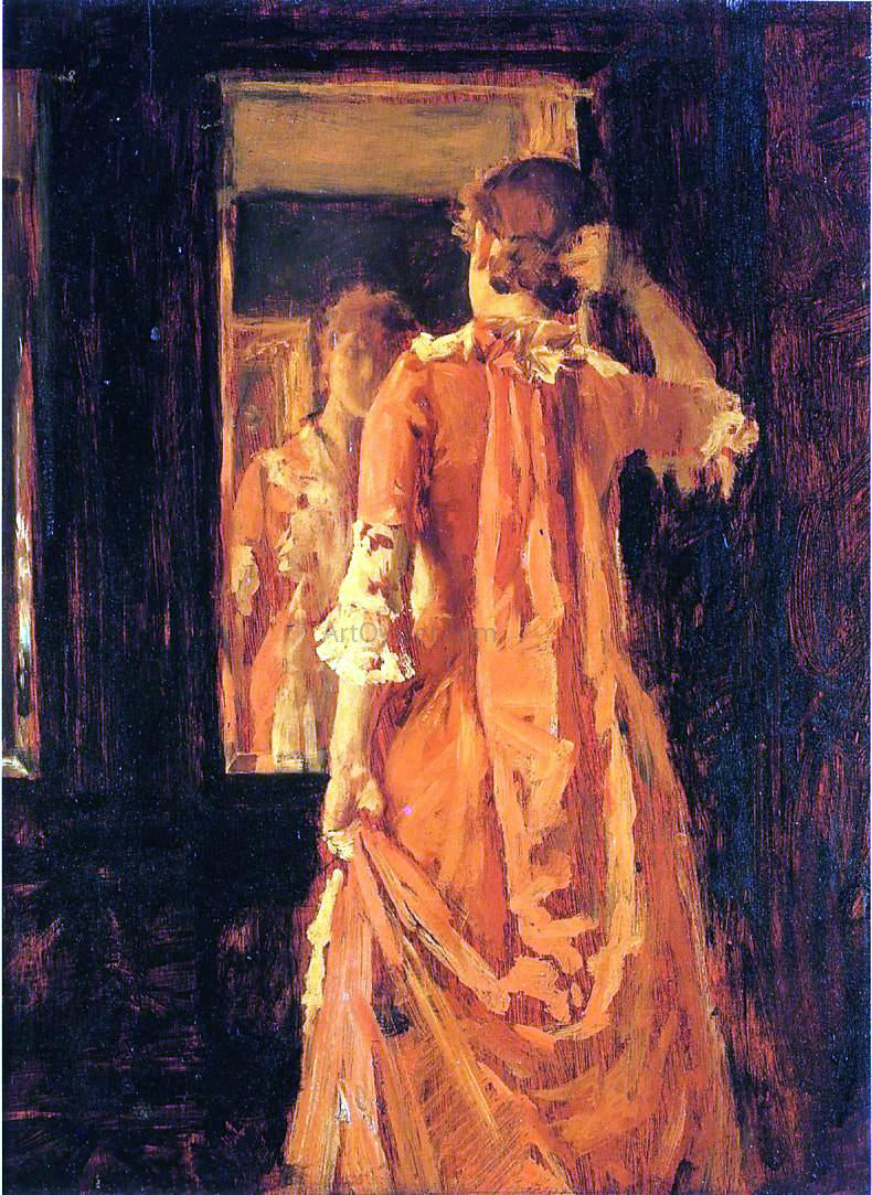 William Merritt Chase Young Woman Before a Mirror - Hand Painted Oil Painting
