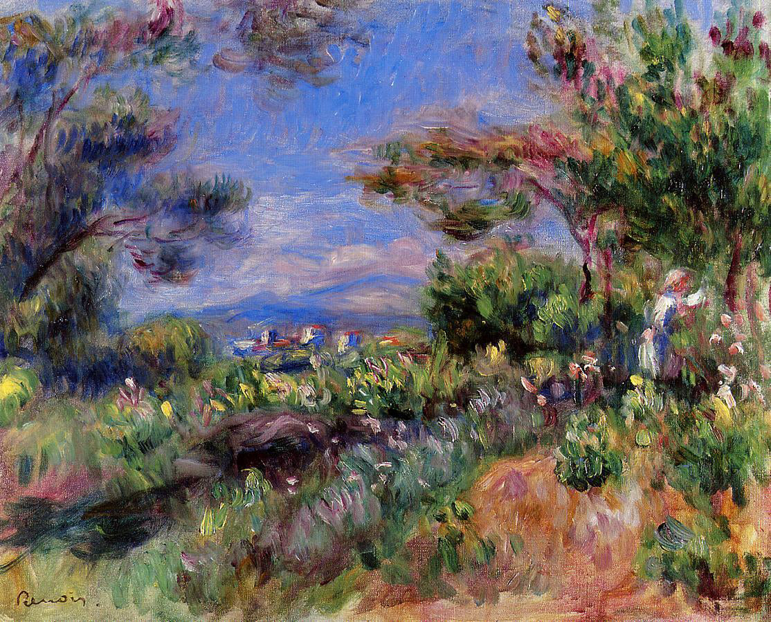 Pierre Auguste Renoir Young Woman in a Landscape, Cagnes - Hand Painted Oil Painting