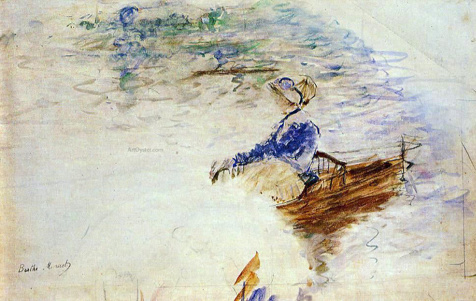 Berthe Morisot Young Woman in a Rowboat, Eventail - Hand Painted Oil Painting