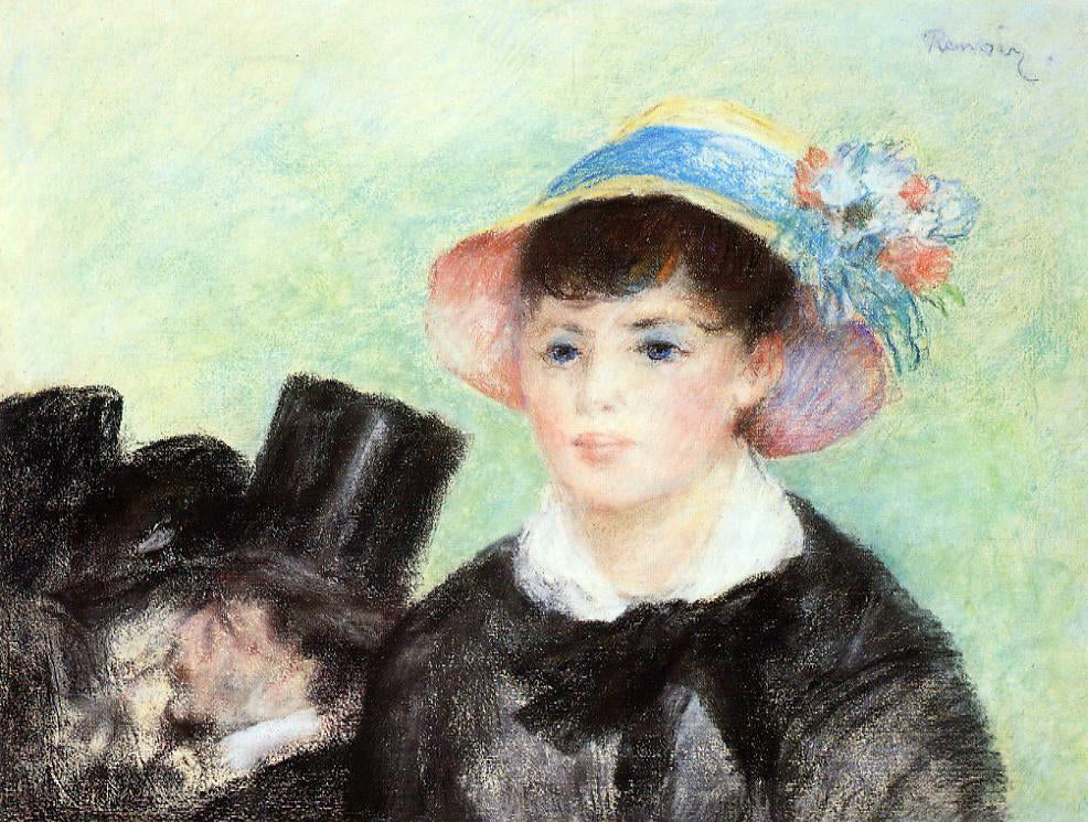 Pierre Auguste Renoir Young Woman in a Straw Hat - Hand Painted Oil Painting