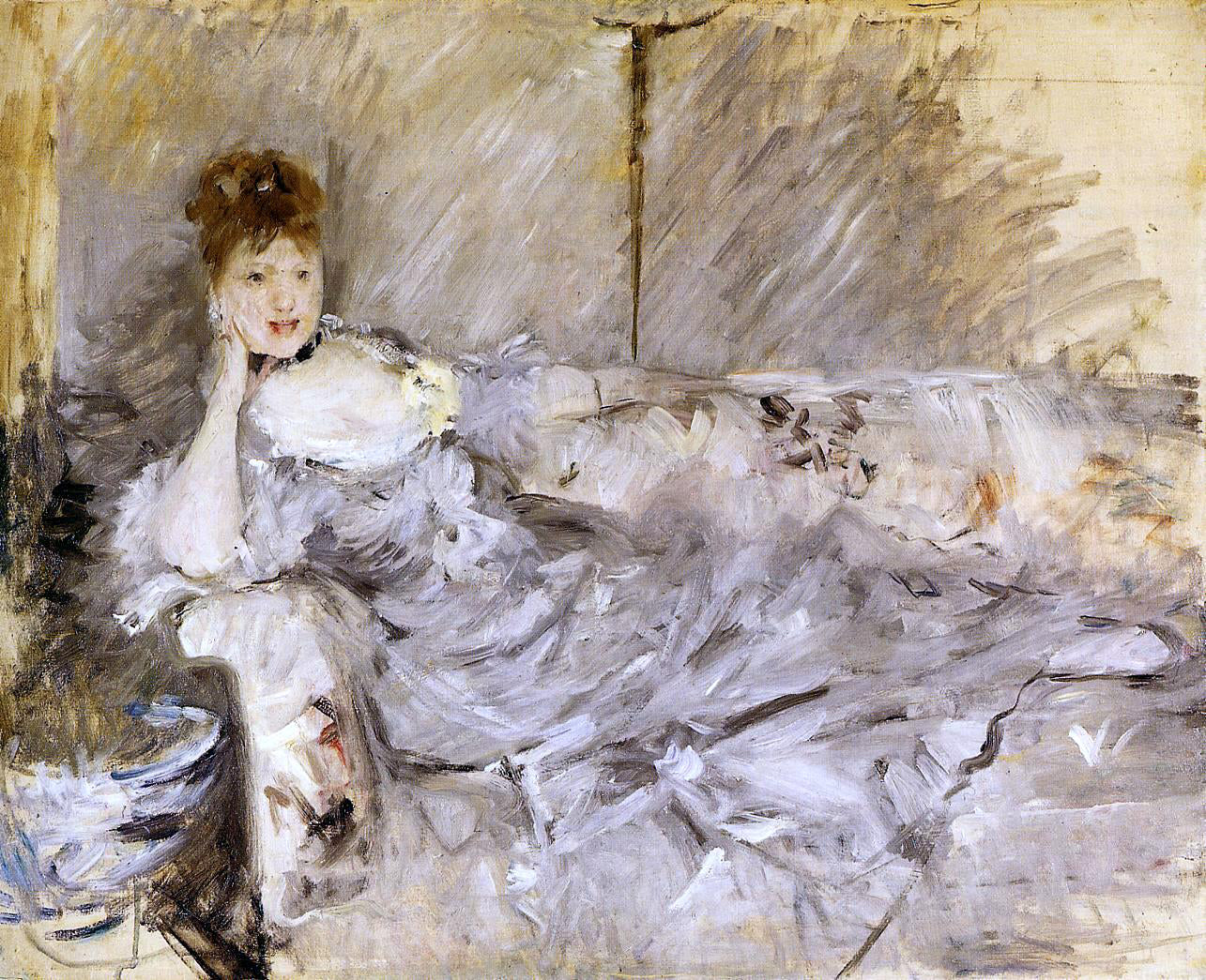 Berthe Morisot Young Woman in Grey Reclining - Hand Painted Oil Painting