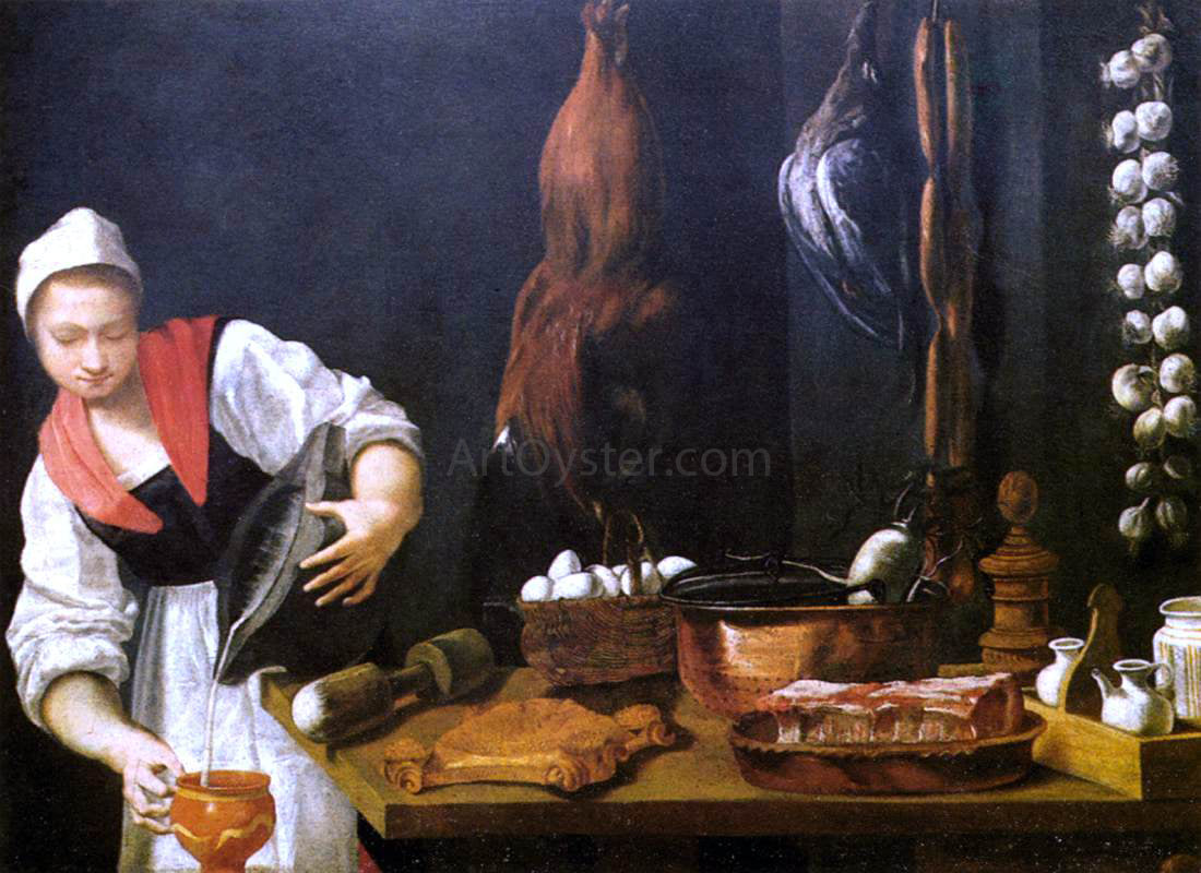  Andrea Commodi Young Woman in the Kitchen - Hand Painted Oil Painting