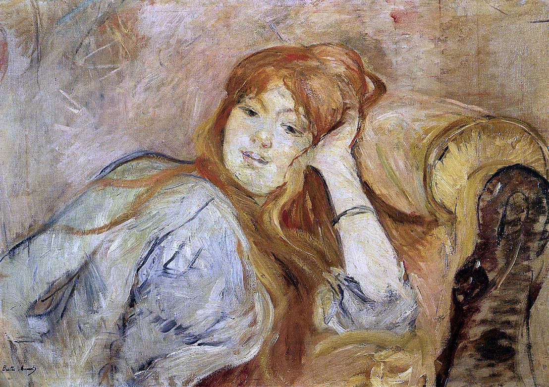 Berthe Morisot Young Woman Leaning on Her Elbow - Hand Painted Oil Painting