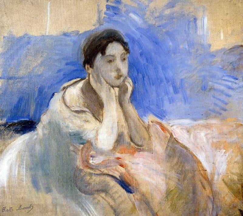 Berthe Morisot Young Woman Leaning on Her Elbows - Hand Painted Oil Painting